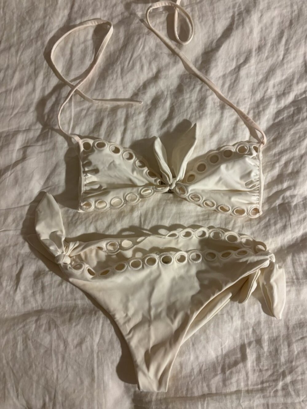 Sea New York White Cutout scallop Bikini with adjustable tie fun sexy XS
